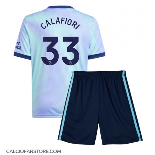 Maglia Calcio Arsenal Riccardo Calafiori #33 Terza Divisa Bambino 2024-25 Manica Corta (+ pantaloncini)